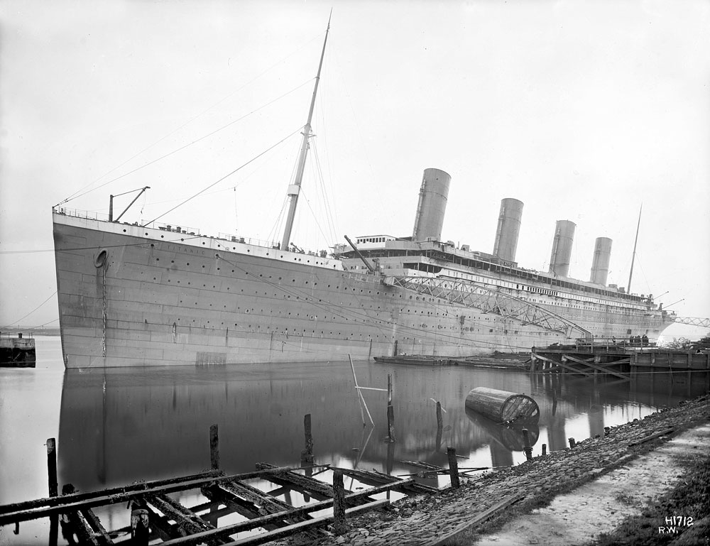 Titanic fitting-out at the deepwater wharf in late January 1912.